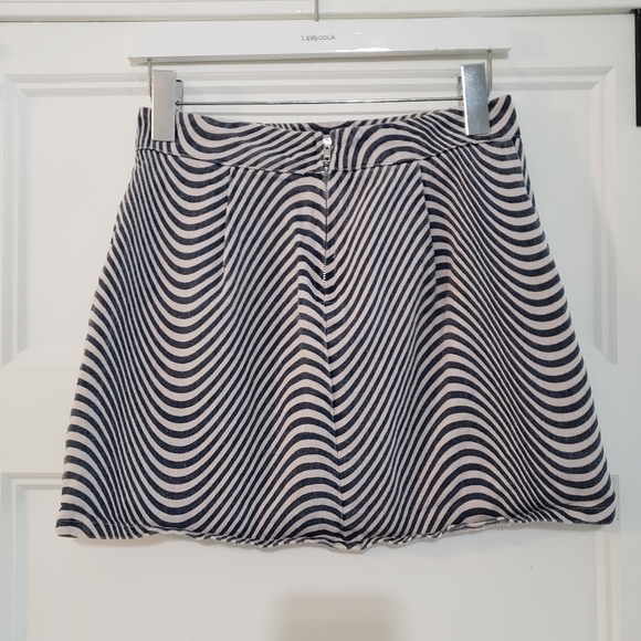 Altar'd State Jean Stripe Mini Skirt Womens S Blue Off White Denim - Picture 2 of 11